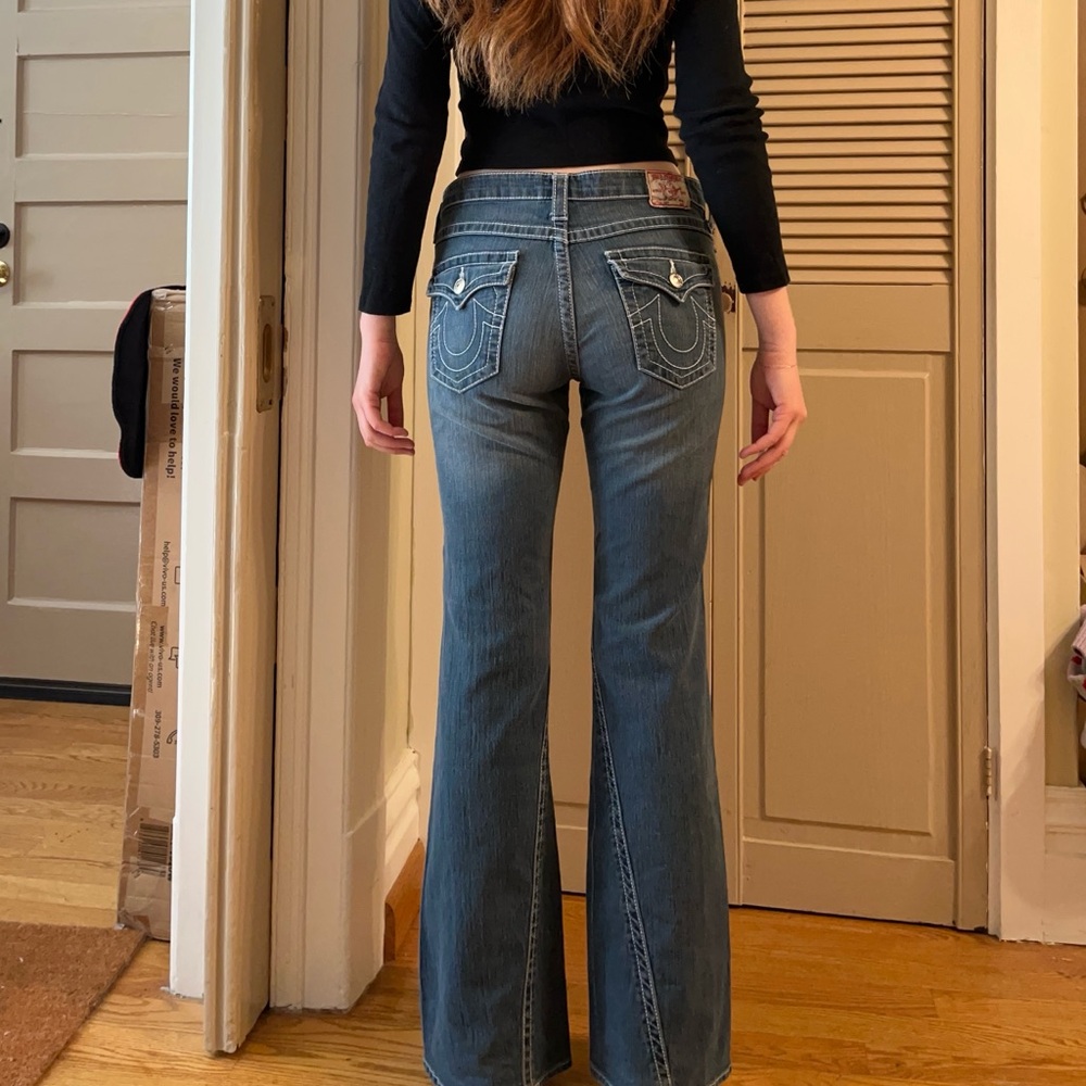 True Religion Women's JOEY Flare Jeans in Medium Blue